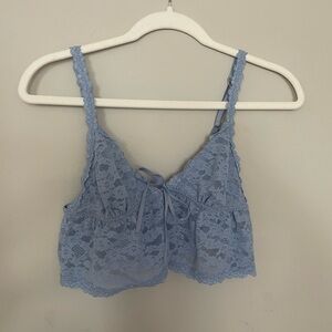 Aerie blue tie front bra top